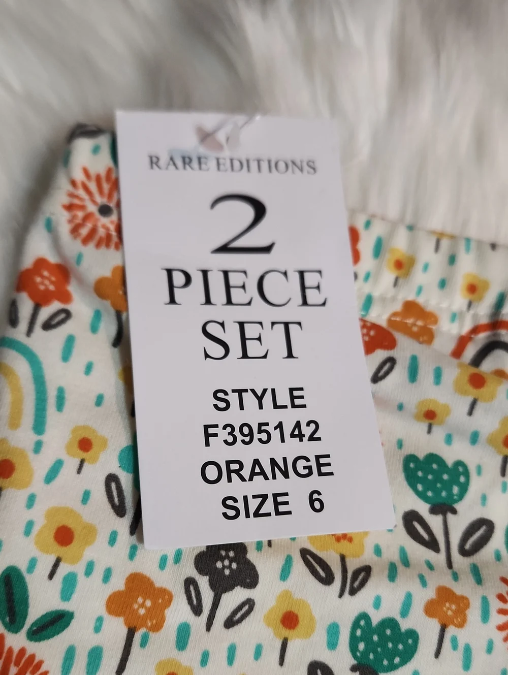 Rare Editions Rust Giraffe Ruffle Top & Printed Leggings - Girls Size: 6